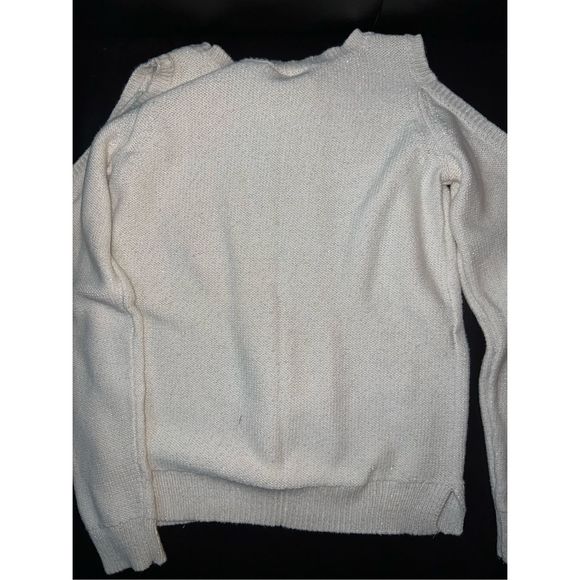 PLACE Girls Knit Cold Shoulder‎ Sweater in Glitter Cream Sz. 7/8 - Picture 5 of 5